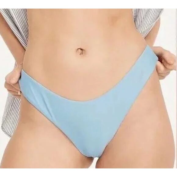 2/$15 NWT J. Crew Curved-Waist Cheeky Bikini Bottom Light Blue High-Cut Size M - Picture 1 of 8